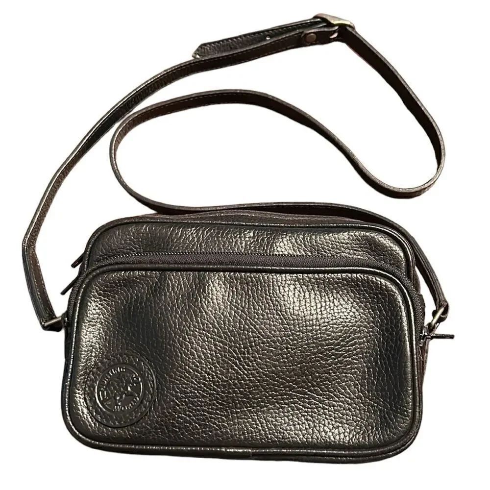 Hunting World Black Leather Crossbody Bag